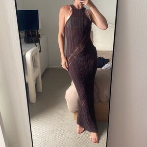 NBD brown crochet maxi dress size small